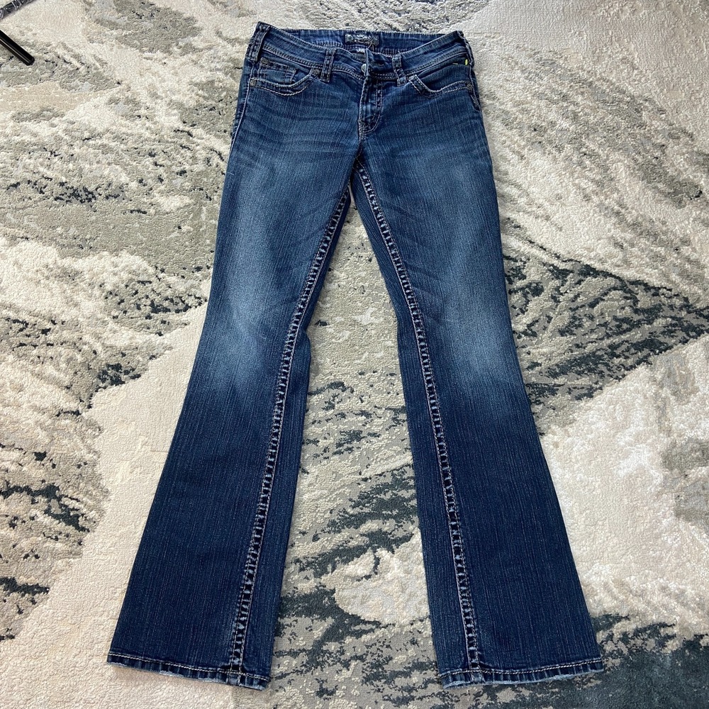 Y2K Silver Suki Surplus Jeans Womens 29x34 Blue Denim Mid Rise Flared Bootcut